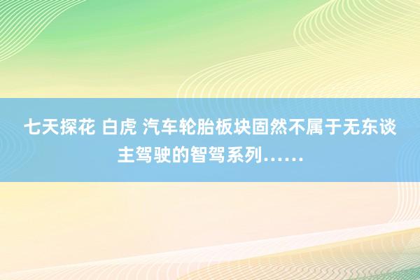 七天探花 白虎 汽车轮胎板块固然不属于无东谈主驾驶的智驾系列……