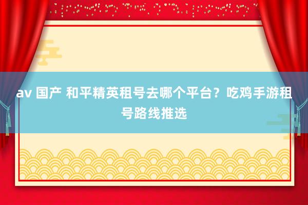 av 国产 和平精英租号去哪个平台？吃鸡手游租号路线推选