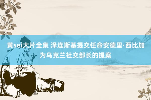 黄sei大片全集 泽连斯基提交任命安德里·西比加为乌克兰社交部长的提案