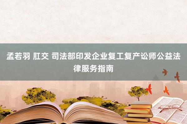 孟若羽 肛交 司法部印发企业复工复产讼师公益法律服务指南