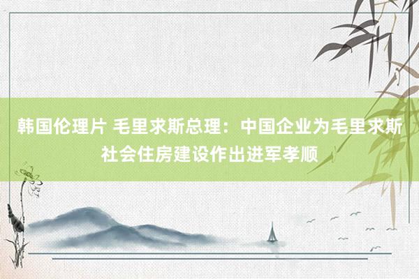 韩国伦理片 毛里求斯总理：中国企业为毛里求斯社会住房建设作出进军孝顺